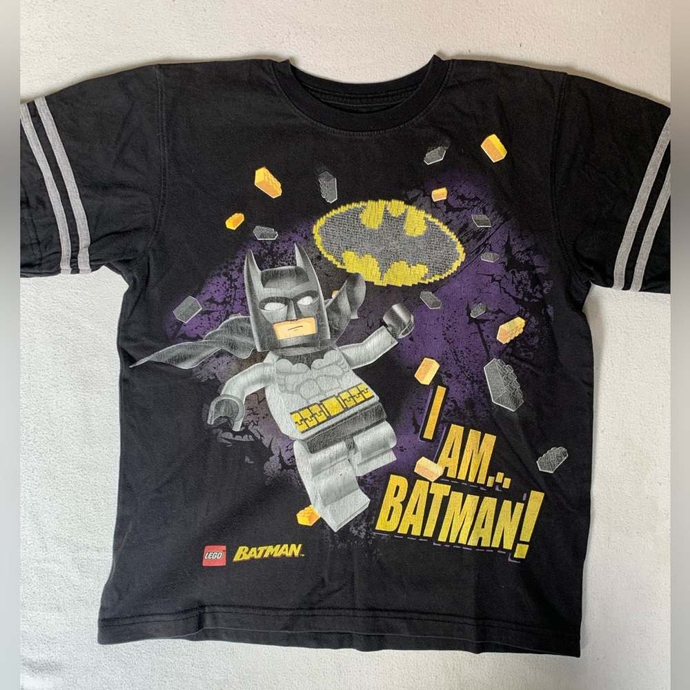 Lego Black T-shirt with Yellow and Purple Batman Graphic